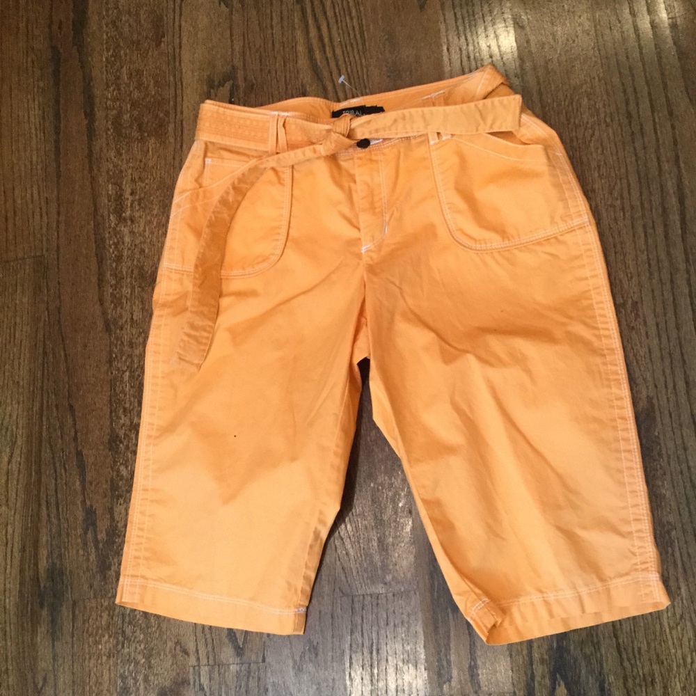 Tribal Orange Mango Belted Bermuda Shorts Capri Pants Sz 4 …